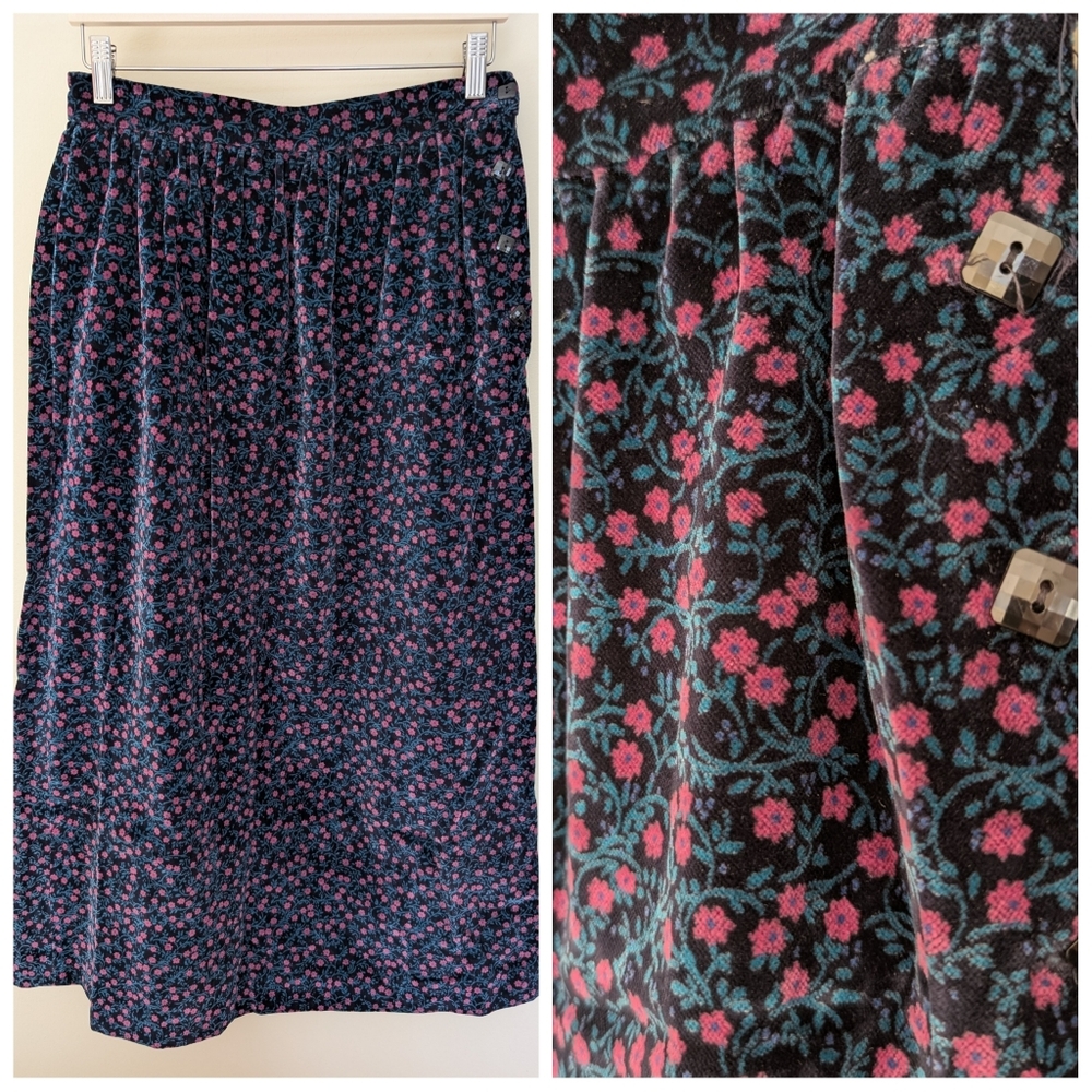 Vintage 80s 90s Floral Print Skirt